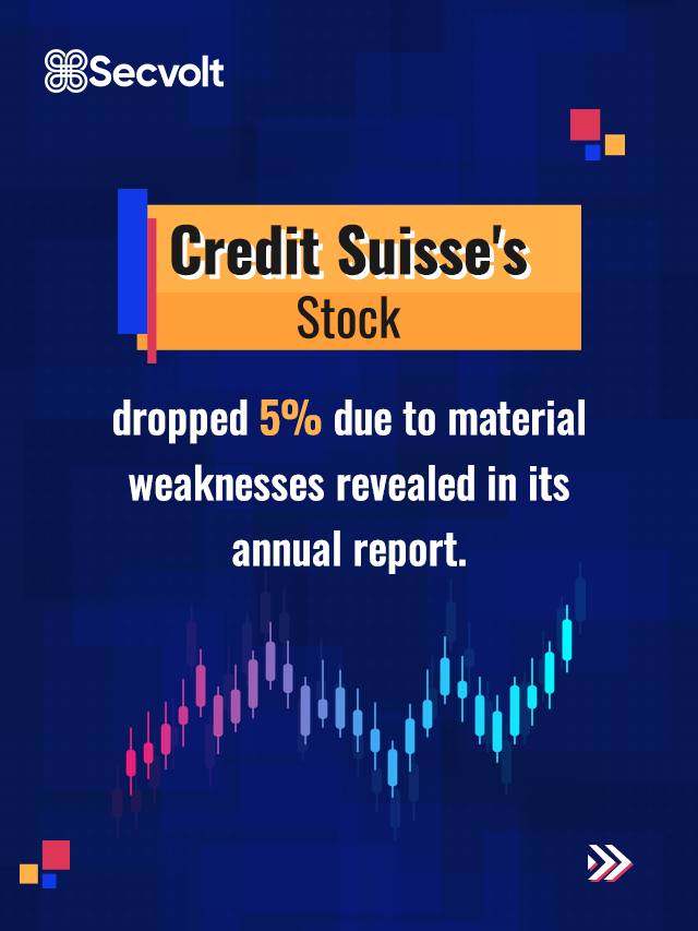 Credit Suisse Stock Fell Due To Material Weakness in Annual Report